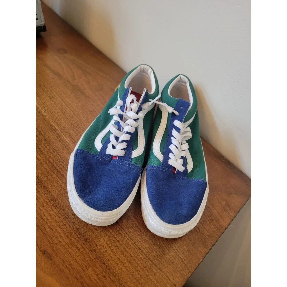 Vans Old Skool Yacht Club Colorblock Skate Shoes Blue Green Yellow Womens 8.5